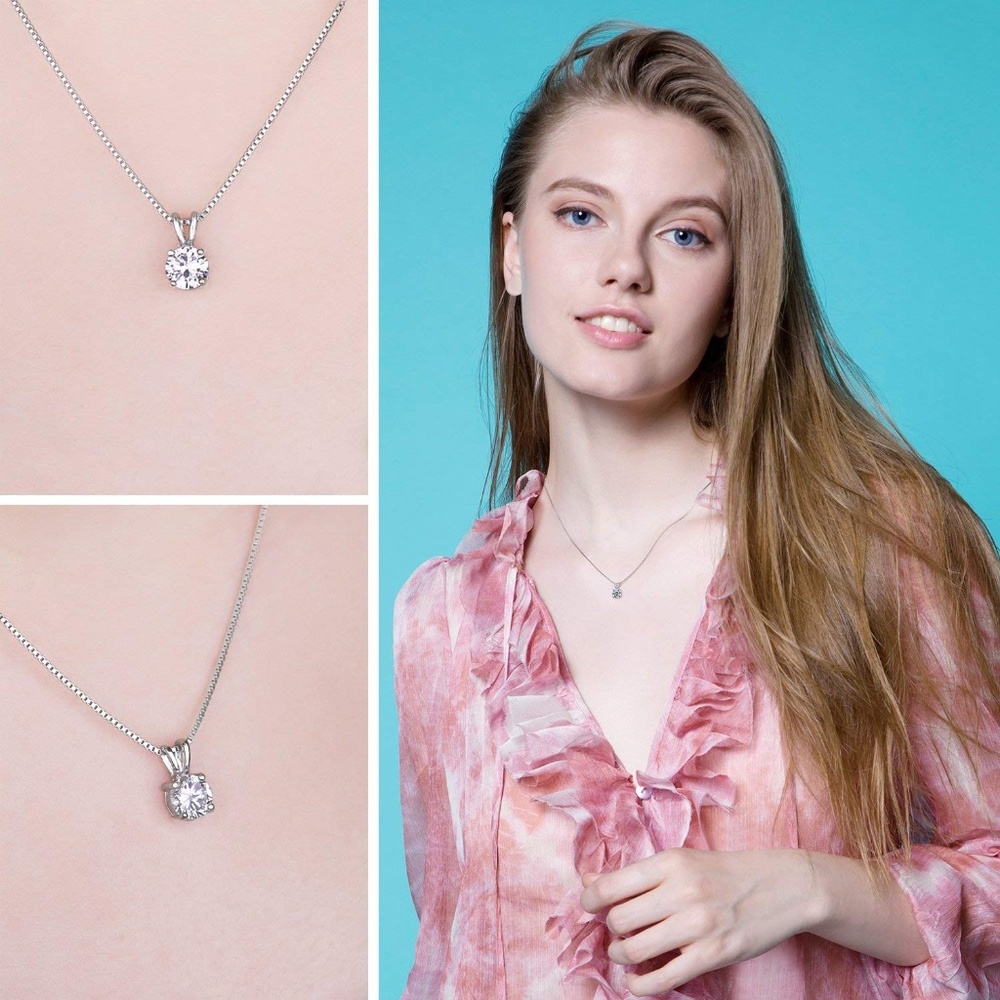 1ct Simulated Diamond CZ Stud Pendant - Picture 4 of 6